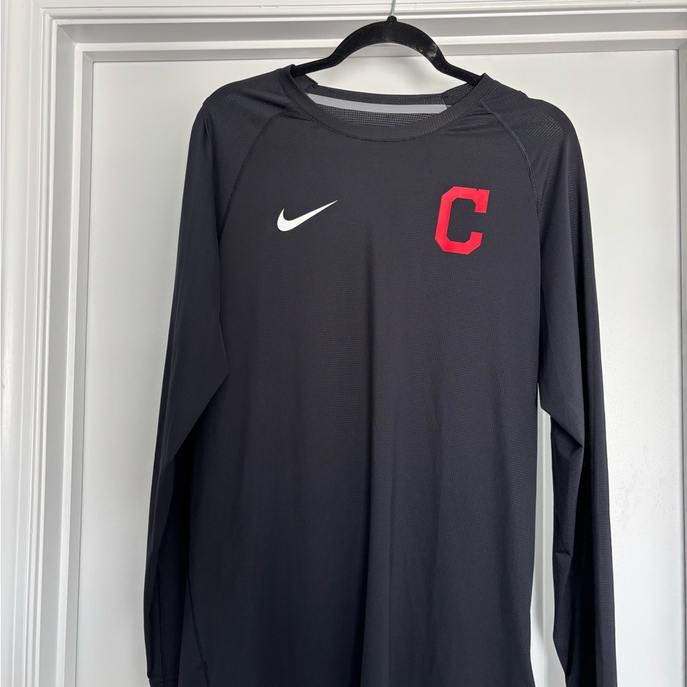 Nike Cleveland Guardians Long Sleeve Athletic Top with Red 'C'